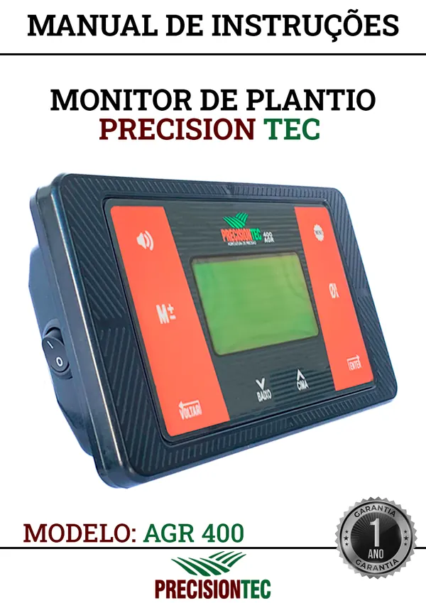 Capa do manual de instruções do monitor de plantio Precision Tec AGR 400